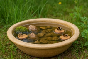 Bild einer Wasserstelle aus einem Terrakottagefäß